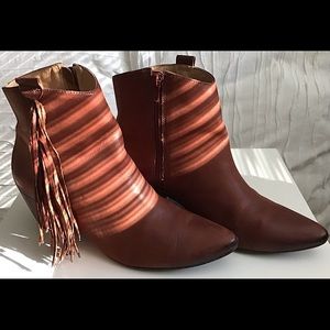 Matisse Shields Fringe Booties in Brick